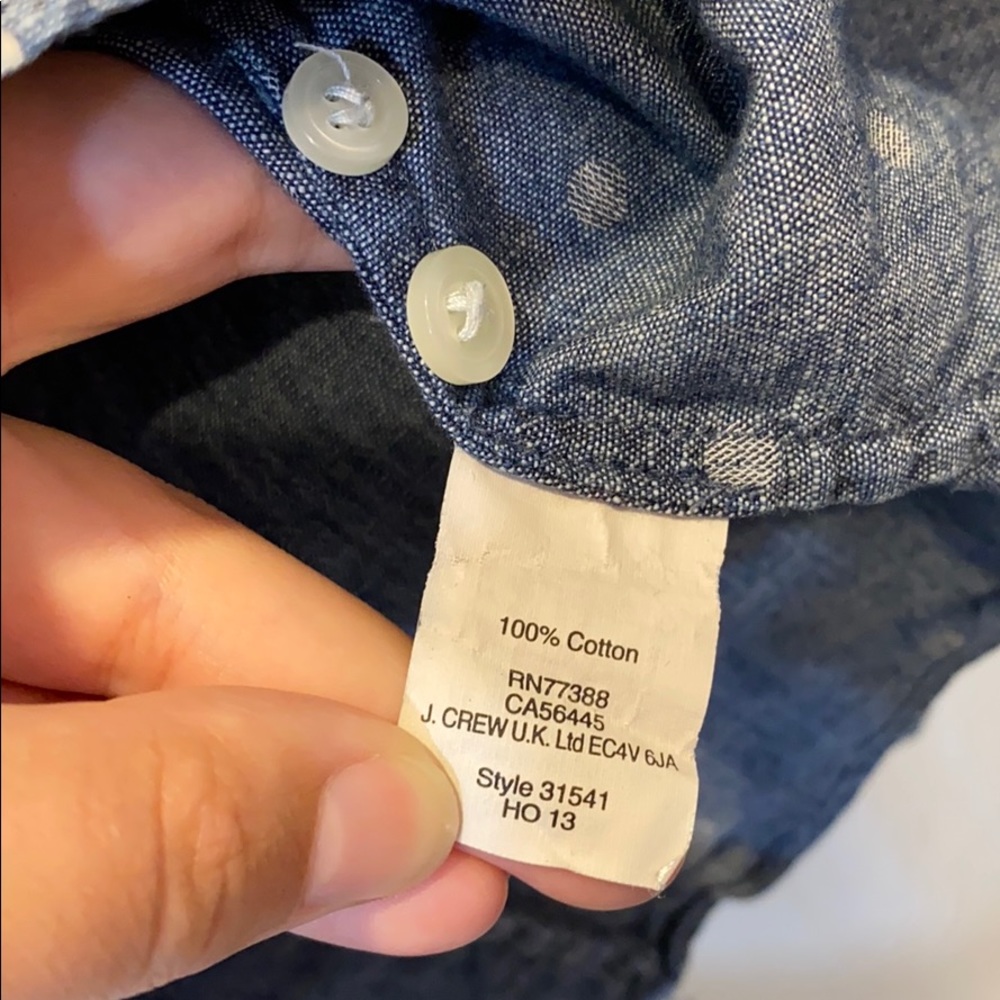 J. Crew Button-Down Polka Dot Chambray - image 4